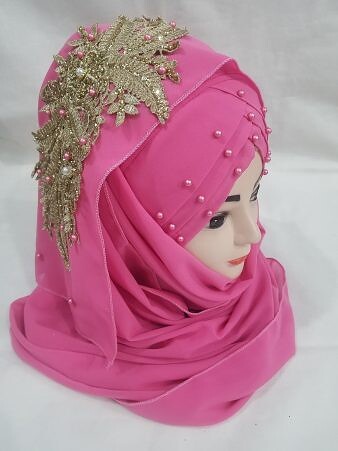 Pearl Ready to Wear with Fancy Bunch - Hot Pink