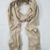 Plain Cashmere Wool Scarf - Cream