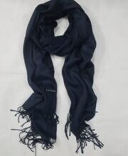 plain cashmere wool scarf navy blue