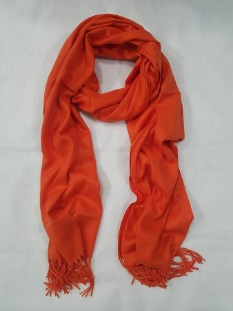 Plain Cashmere Wool Scarf - Rust Orange