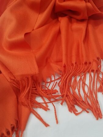 Plain Cashmere Wool Scarf - Rust Orange
