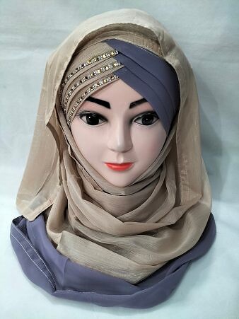 Criss Cross Ready to Wear with Stones - Golden and Purple