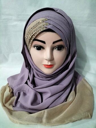 Criss Cross Ready to Wear with Stones - Purple and Golden Criss Cross Ready to Wear with Stones - Purple and Golden