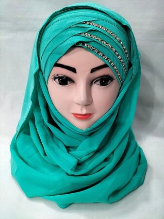 Criss Cross Ready to Wear with Stones - Sea Green