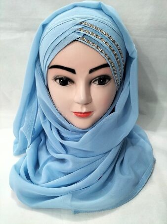 Criss Cross Ready to Wear with Stones - Sky Blue Criss Cross Ready to Wear with Stones - Sky Blue