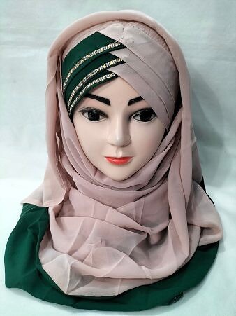 Criss Cross Ready to Wear with Stones - Tea Pink and Green