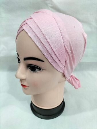Plain Criss Cross Tie Back Bonnet - Baby Pink