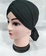 Plain Criss Cross Tie Back Bonnet - Black