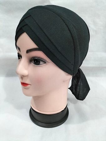 Plain Criss Cross Tie Back Bonnet - Black