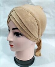 Plain Criss Cross Tie Back Bonnet - Fawn