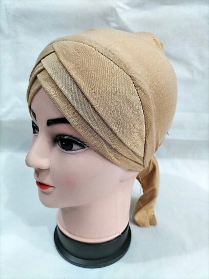 Plain Criss Cross Tie Back Bonnet - Fawn