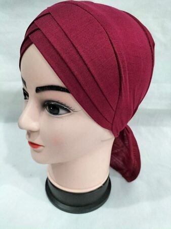 Plain Criss Cross Tie Back Bonnet - Maroon