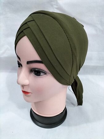 Plain Criss Cross Tie Back Bonnet - Olive Green Plain Criss Cross Tie Back Bonnet - Olive Green
