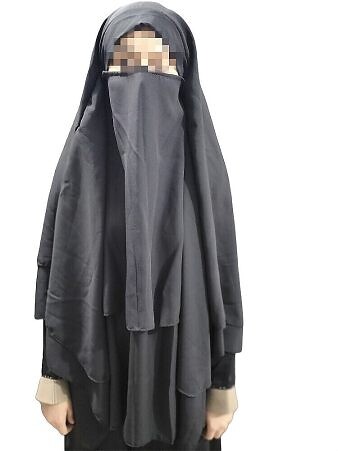 Dual Layer Short Khimar Hijab - Black