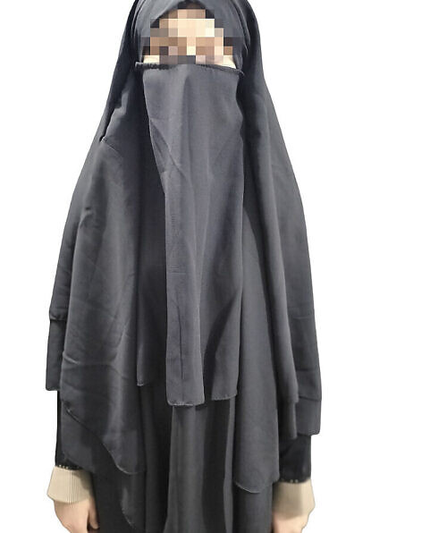 dual layer short khimar hijab black