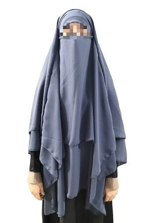 Dual Layer Short Khimar Hijab - Grey