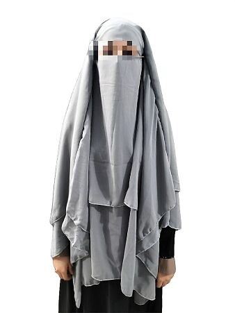 Dual Layer Short Khimar Hijab - Light Grey Dual Layer Short Khimar Hijab - Light Grey