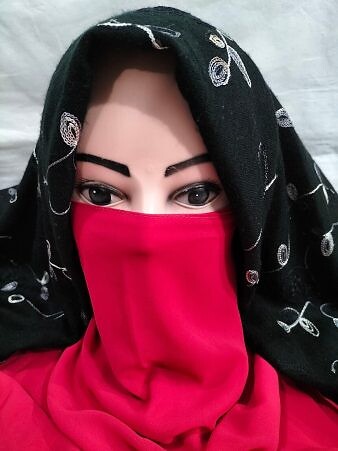 Elastic Half Niqab - Dull Red