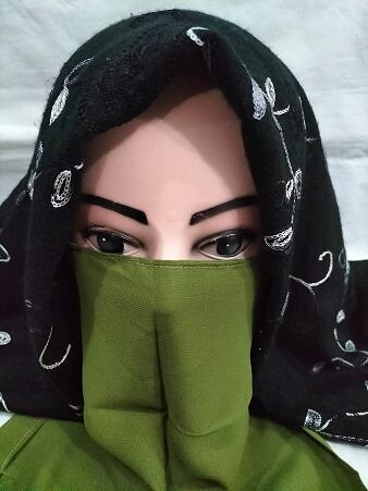 Elastic Half Niqab - Olive Green