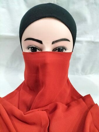 Elastic Half Niqab - Rust Orange Elastic Half Niqab - Rust Orange