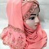 Embroidered Ready to Wear Hijab - Coral Peach Embroidered Ready to Wear Hijab - Coral Peach
