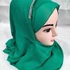 Fancy Two Loops Chiffon Instant Hijab - Green