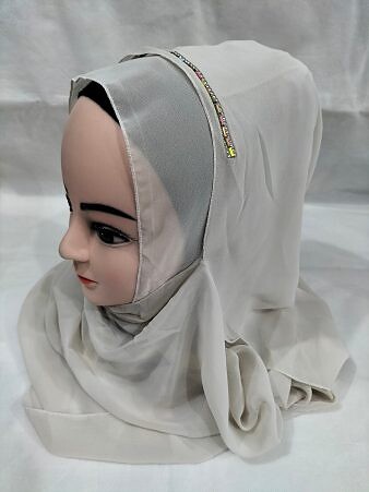 Fancy Two Loops Chiffon Instant Hijab - Harbor Grey