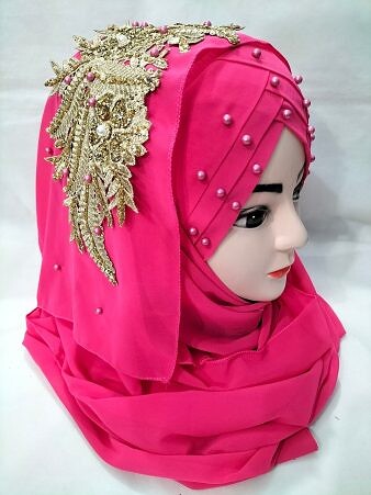 Pearl Ready to Wear with Bunch - Hot Pink Pearl Ready to Wear with Bunch - Hot Pink