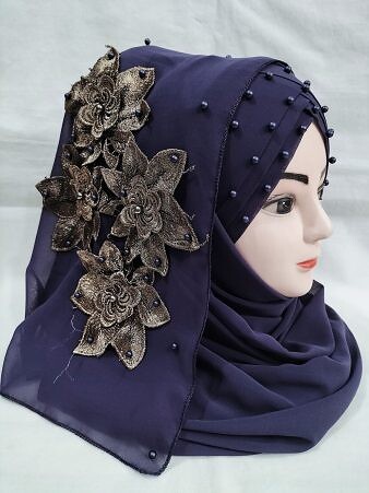 Pearl Ready to Wear with Flower Bunch - Eggplant Pearl Ready to Wear with Flower Bunch - Eggplant