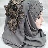 Pearl Ready to Wear with Flower Bunch - Grey Pearl Ready to Wear with Flower Bunch - Grey