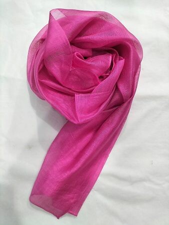 Plain Organza Dupatta - Deep Pink