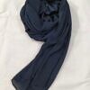 satin silk scarf navy blue