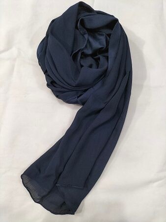 Crinkle Silk Scarf - Navy Blue Crinkle Silk Scarf - Navy Blue