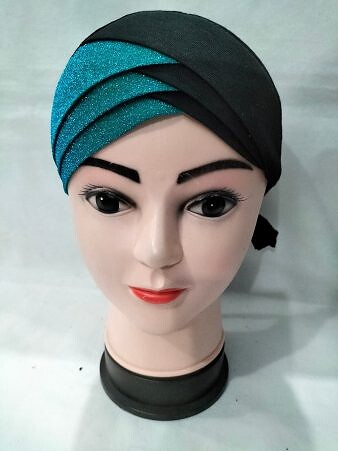 Shimmer Criss Cross Tie Back Bonnet - Aqua Green