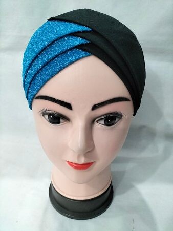 Shimmer Criss Cross Tie Back Bonnet - Blue Shimmer Criss Cross Tie Back Bonnet - Blue