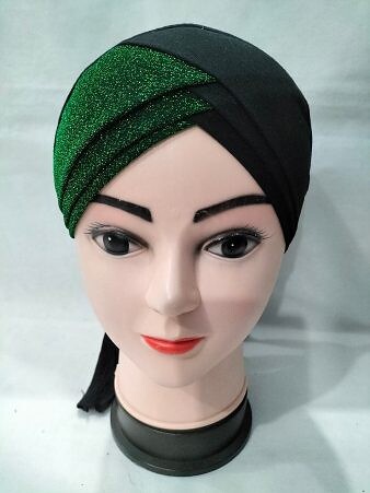 Shimmer Criss Cross Tie Back Bonnet - Bottle Green