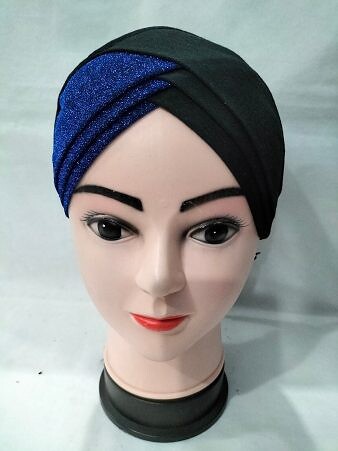 Shimmer Criss Cross Tie Back Bonnet - Royal Blue