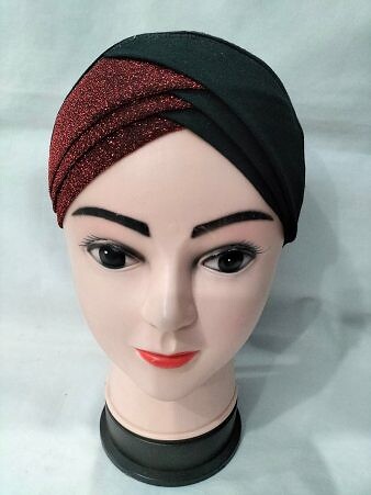 Shimmer Criss Cross Tie Back Bonnet with Pearls - Rust Brown Shimmer Criss Cross Tie Back Bonnet with Pearls - Rust Brown
