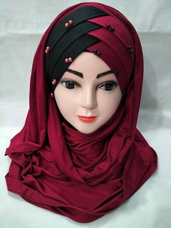 Turkish Two Tone Ready to Wear - Black and Maroon Turkish Two Tone Ready to Wear - Black and Maroon