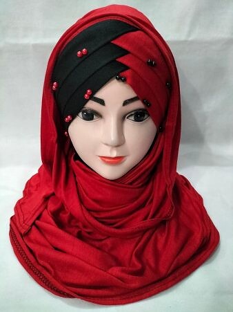 Turkish Two Tone Ready to Wear - Black and Red