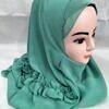 two loops chiffon instant hijab with frill green