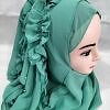 Two Loops Chiffon Instant Hijab with Frill - Green