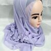 two loops chiffon instant hijab with frill purple