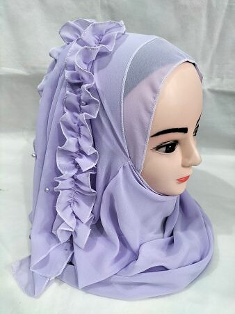 Two Loops Chiffon Instant Hijab with Frill - Purple Two Loops Chiffon Instant Hijab with Frill - Purple