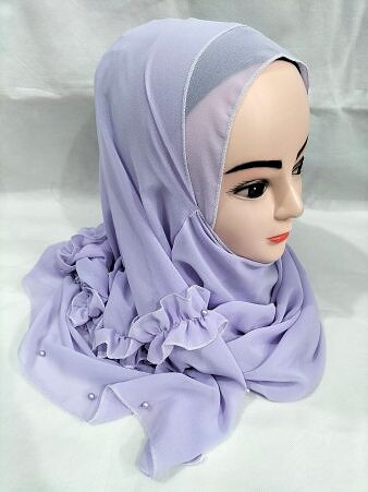 Two Loops Chiffon Instant Hijab with Frill - Purple Two Loops Chiffon Instant Hijab with Frill - Purple