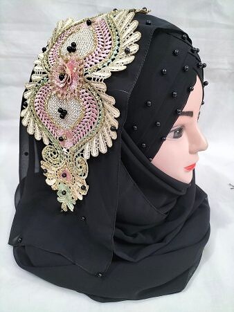 Bridal Pearl Ready to Wear with Bunch - Black