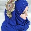 Bridal Pearl Ready to Wear with Bunch - Royal Blue