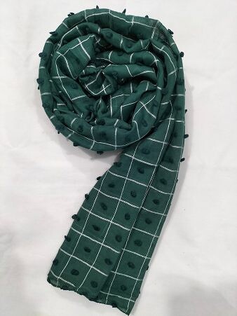 Checks with Bubbles Lawn Scarf - Sea Green
