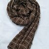 Checks with Bubbles Lawn Scarf - Chocolate Brown