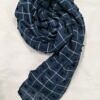 checks with bubbles lawn scarf navy blue